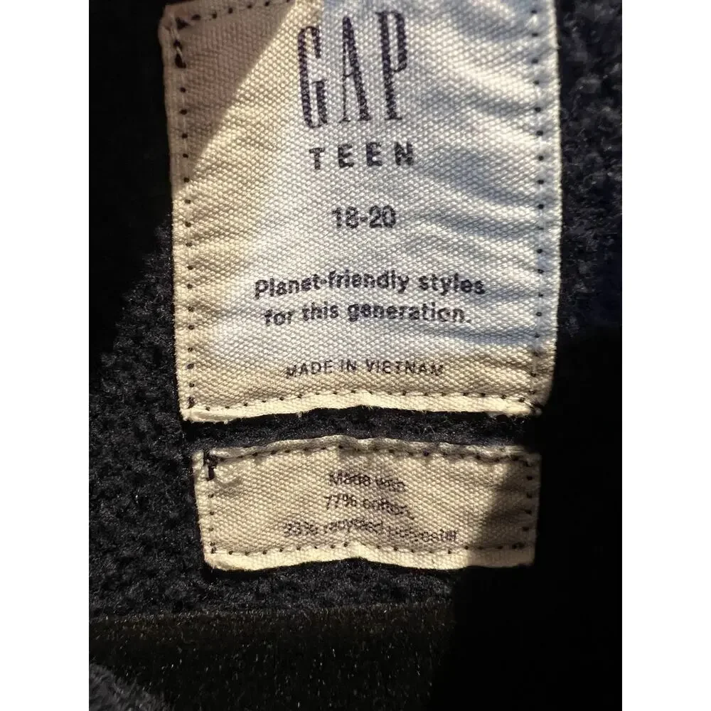 GAP Teen Navy Sweatshirt 18/20 Unisex Spell Out Logo Crewneck Pullover Y2K GUC